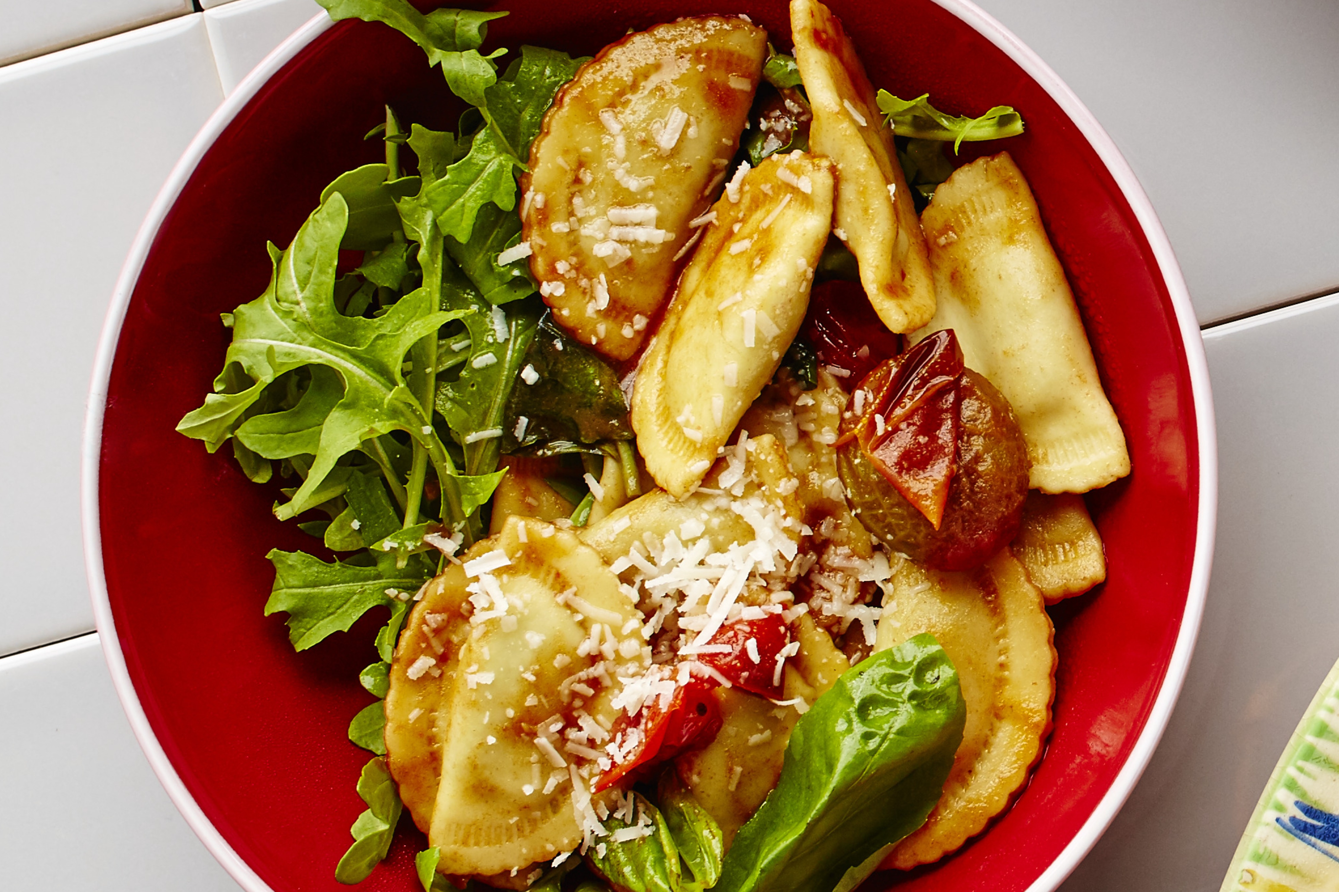 Latina Fresh Ricotta Spinach Agnolotti with tangy cherry tomatoes and basil